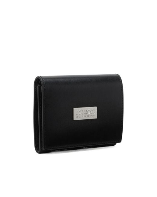 MM6 by Maison Margiela Black Leather Tri-Fold Wallet