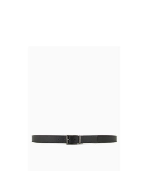 Emporio Armani White Reversible Logo Engraved Buckle Belt for men