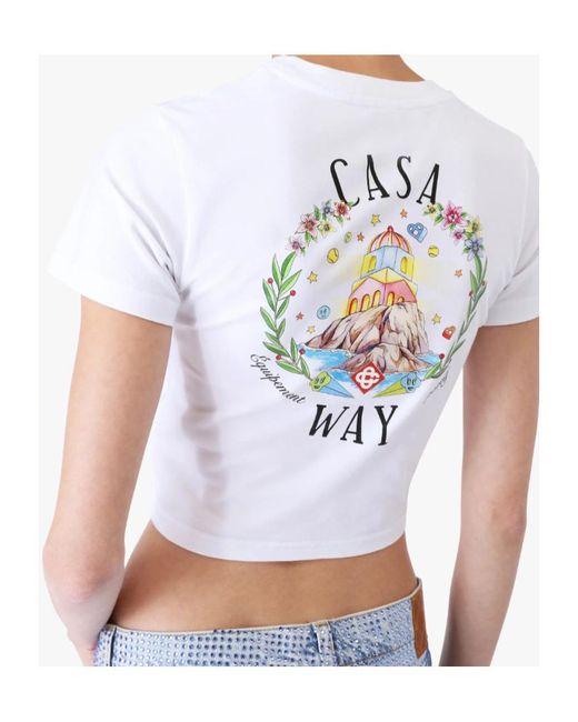 Casablanca White Casa Way Cropped T-Shirt