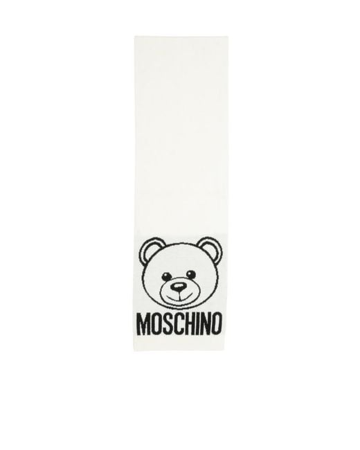 Moschino White Contrasting Logo Scarf