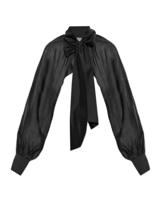 By Malene Birger Black Canny Tie-Neck Sheer Top