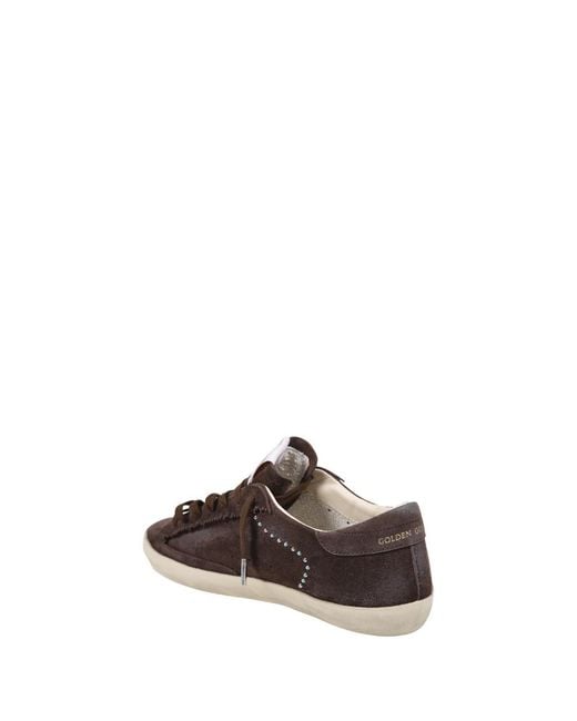 Golden Goose Deluxe Brand Brown Super Star Studded Sneakers for men