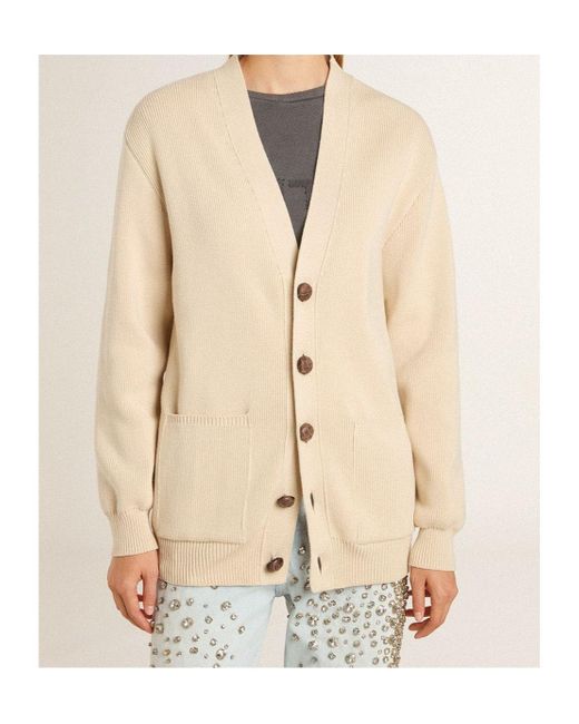 Golden Goose Deluxe Brand Natural V-Neck Buttoned Cardigan