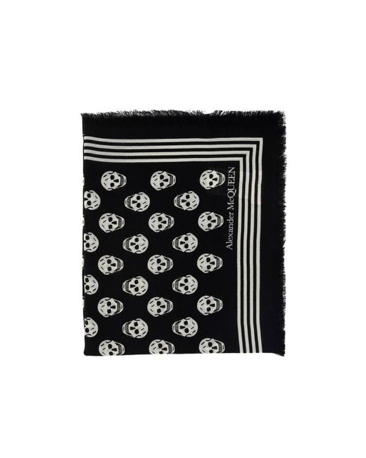 McQueen Black Skull Printed Scarf