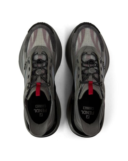Fendi Gray Thick-Soled Sports Shoes for men