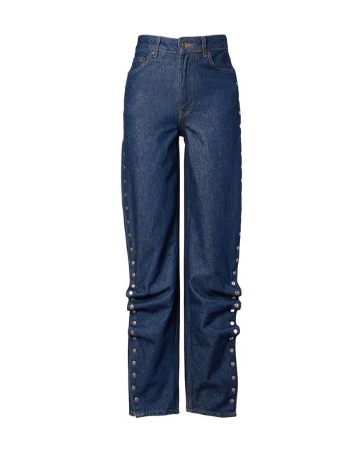 ROTATE BIRGER CHRISTENSEN Blue High-Waisted Snap-Button Jeans