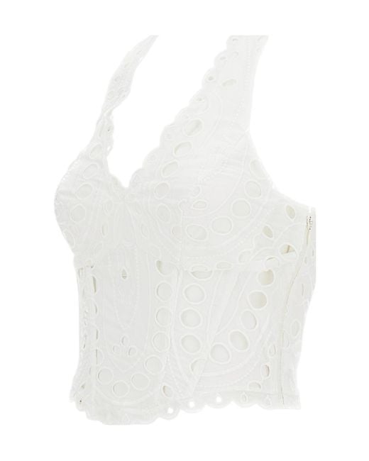 Charo Ruiz White Scalloped Halterneck Top
