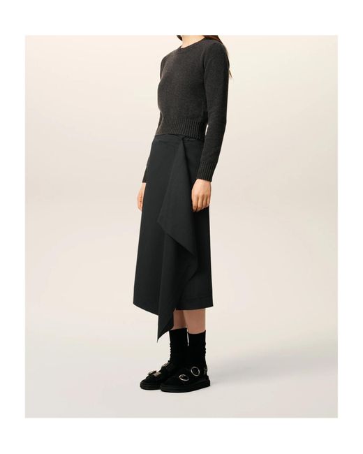 AMI Black Ami Midi Wrapped Skirt