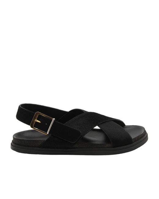 The Row Black Crossover Strapped Sandals