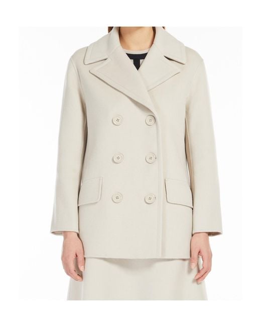 Max Mara White 'S Double-Breasted Long-Sleeved Jacket