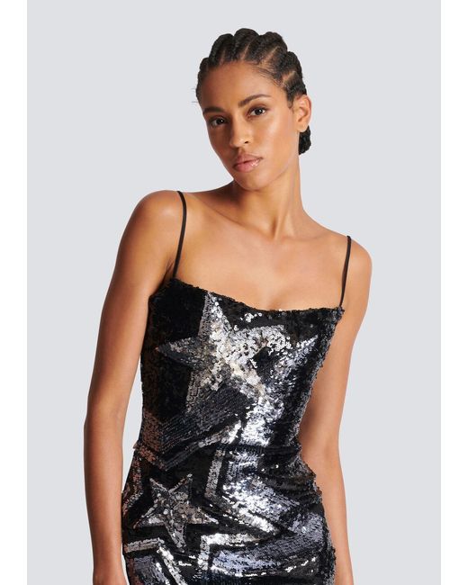 Balmain Black Embroidered Maxi Dress