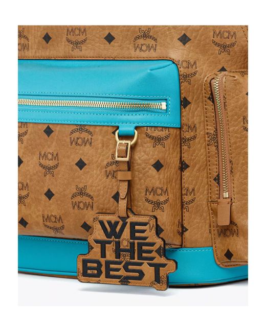 MCM Blue Dj Khaled Logo Backpack for men