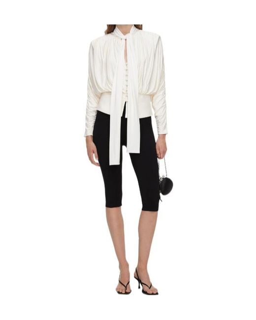 Self-Portrait White Cream Tie-Neck Jersey Top