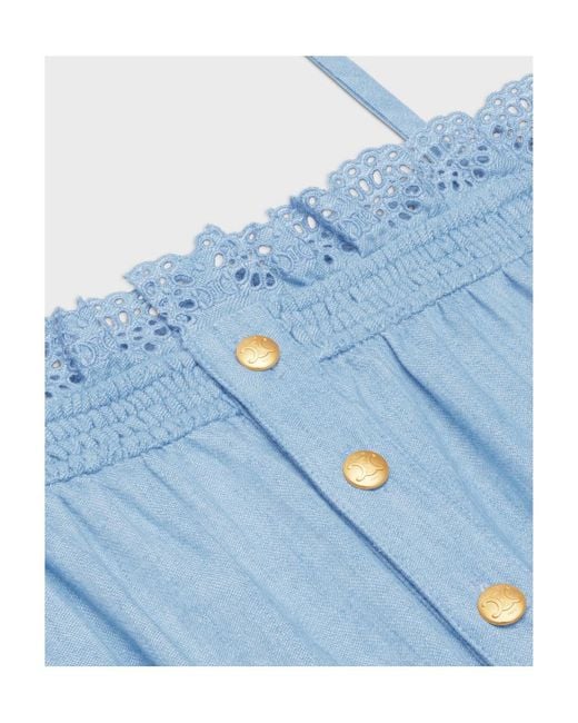 Céline Blue Smocked Playsuit
