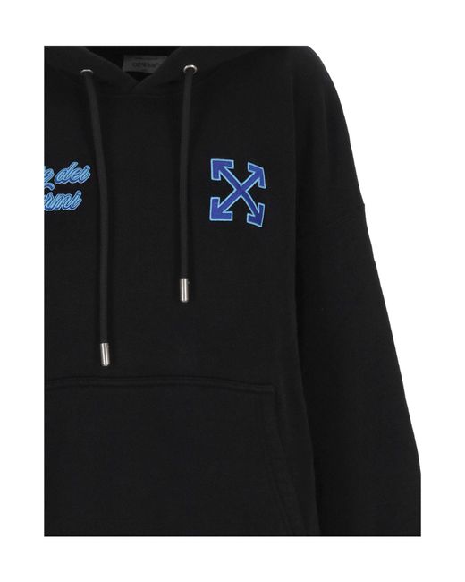 Off-White c/o Virgil Abloh Black Logo Printed Drawstring Hoodie for men