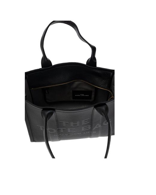 Marc Jacobs Black Large Logo-Embossed Tote Bag