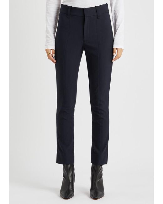 Vince Blue Slim-Leg Stretch-Cotton Trousers
