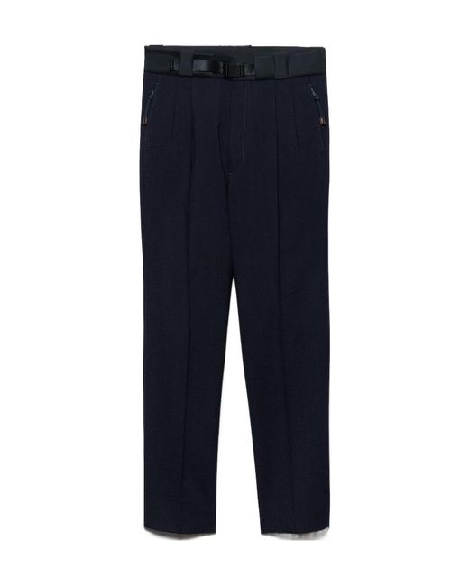 Prada Blue Wool Pants With Technical Details for men