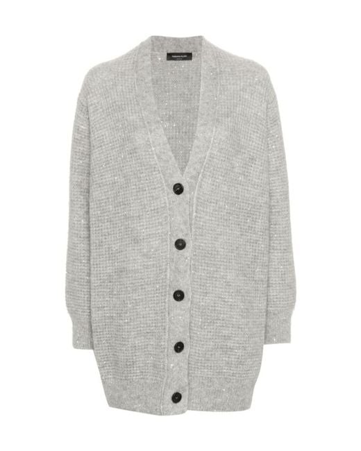 Fabiana Filippi Gray Long-Sleeved Sweater Cardigan