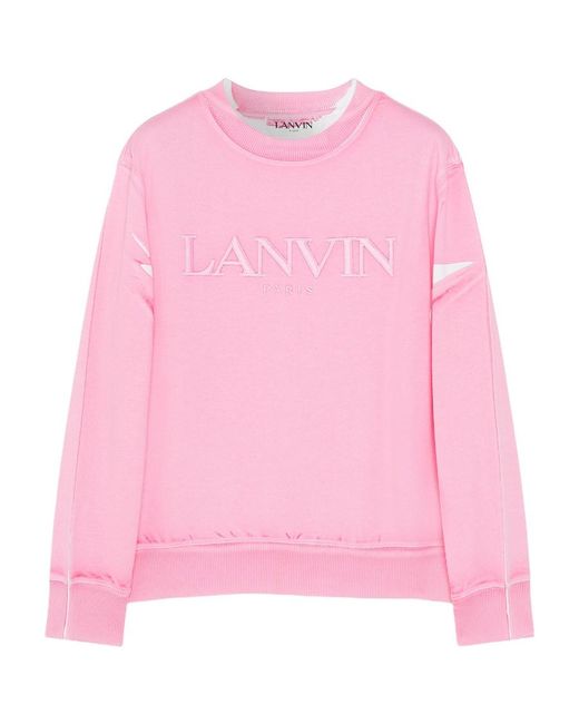 Lanvin Pink Logo Embroidered Crewneck Sweatshirt