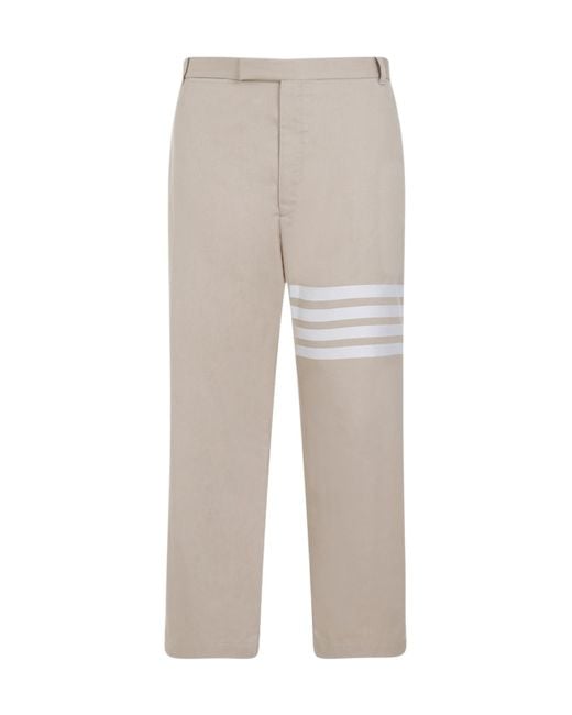 Thom Browne Natural 4-Bar Striped Straight-Leg Trousers for men