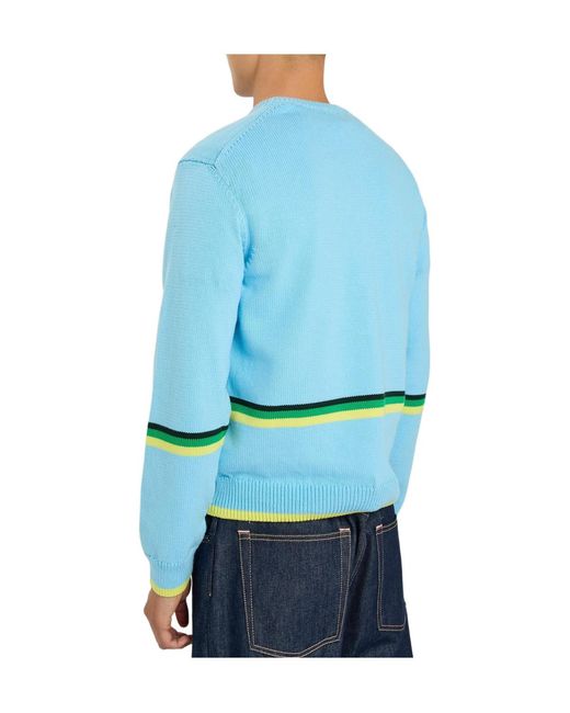 J.W. Anderson Blue Car Striped Cotton-Knit Jumper for men