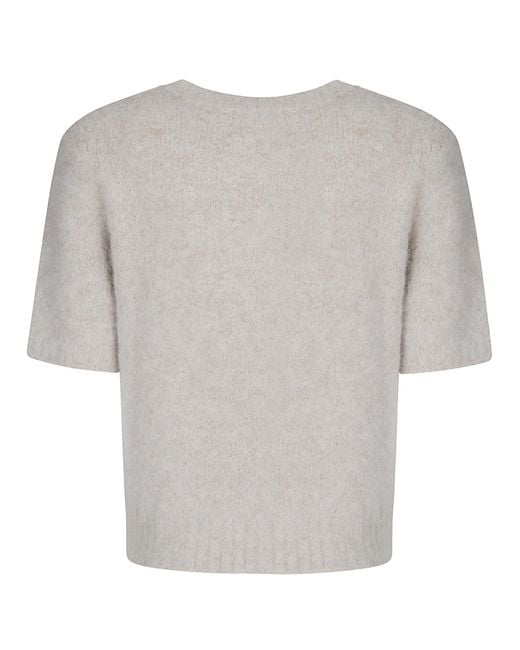 Samsøe & Samsøe Gray Slightly Cropped Knit T-Shirt