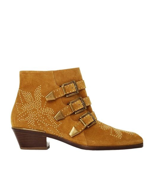 Chloé Brown Susan Side Zipper Ankle Boots