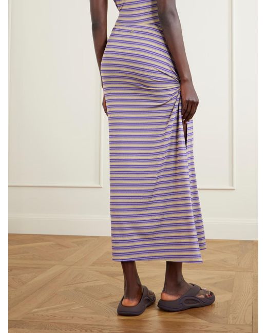 Rabanne Purple Piercing-Detail Striped Maxi Skirt