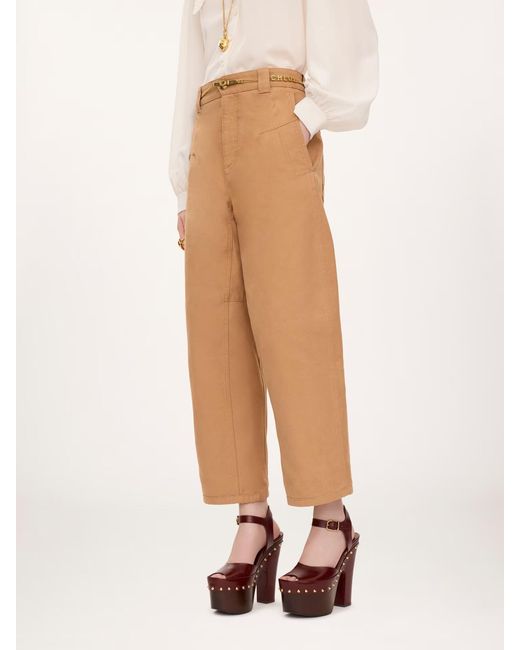 Chloé Natural Chloé Wide-Leg Barrel Trousers