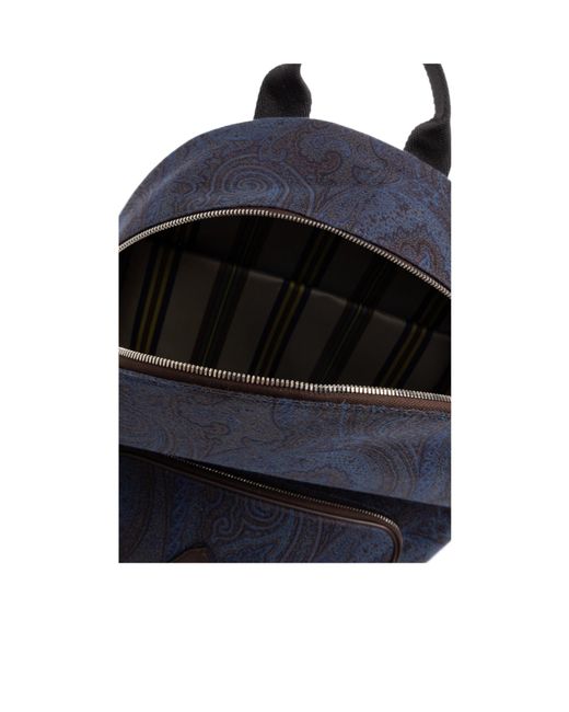 Etro Blue Essential Paisley-Patterned Zipped Backpack for men