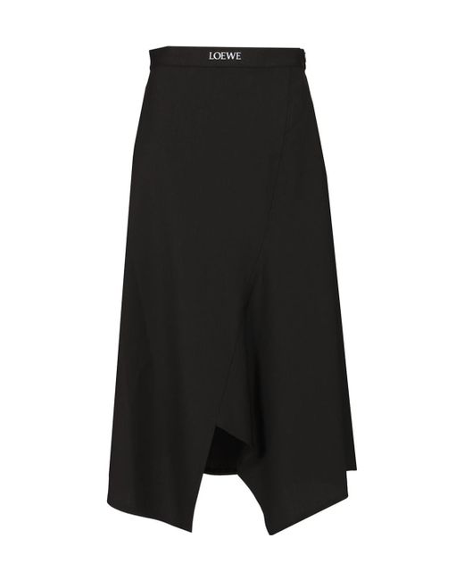 Loewe Black Asymmetric Midi Skirt