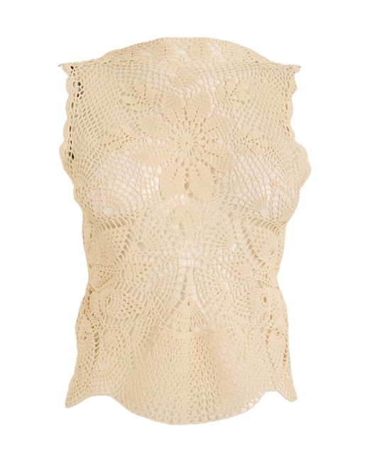 Magda Butrym Natural Crocheted Sleeveless Top