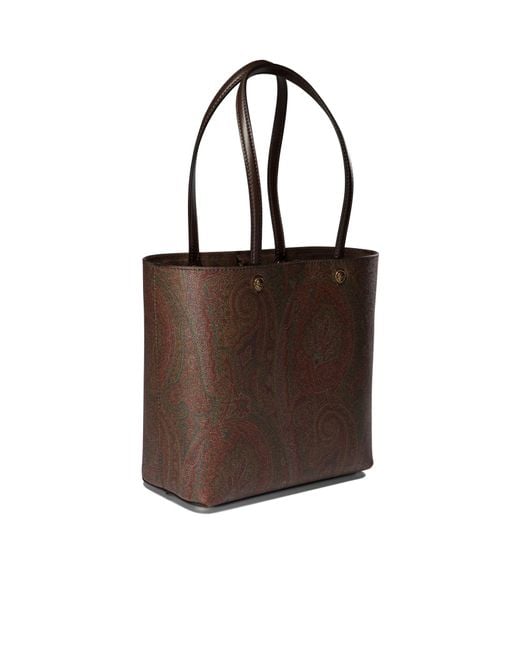 Etro Brown Paisley Printed Essential Medium Tote Bag
