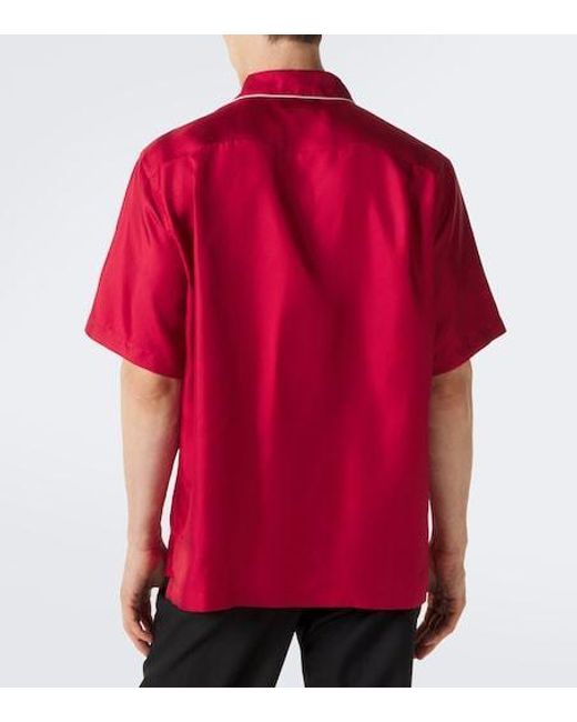 Dolce & Gabbana Red Silk Satin Bowling Shirt for men