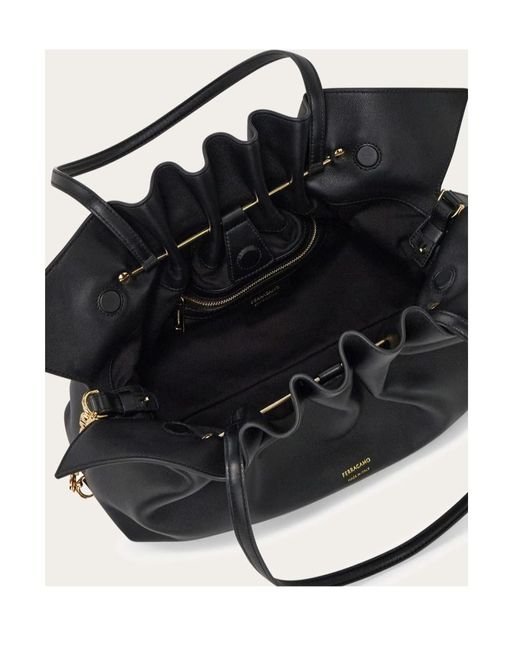 Ferragamo Black Ferragamo Soft Medium Shoulder Bag