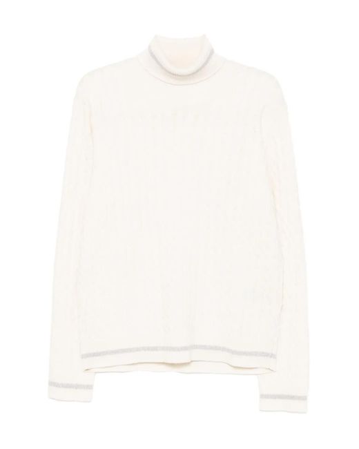 Eleventy White Cable-Knit Jumper for men