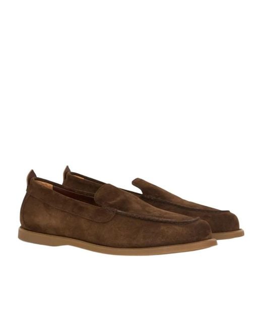 Etro Brown Printed Suede Slip-On Shoes for men