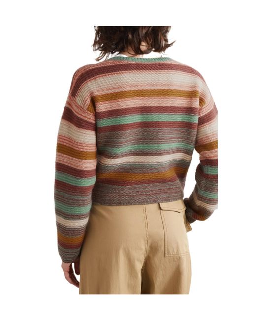The Elder Statesman Brown Striped Cropped Cardigan