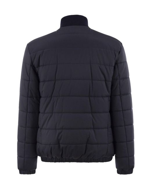 Kiton Blue Zip-Up Padded Bomber Jacket for men