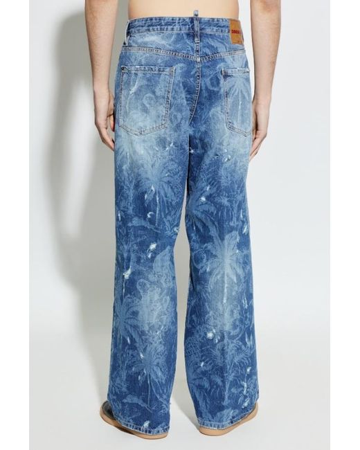 DSquared² Blue Distressed Baggy Jeans for men