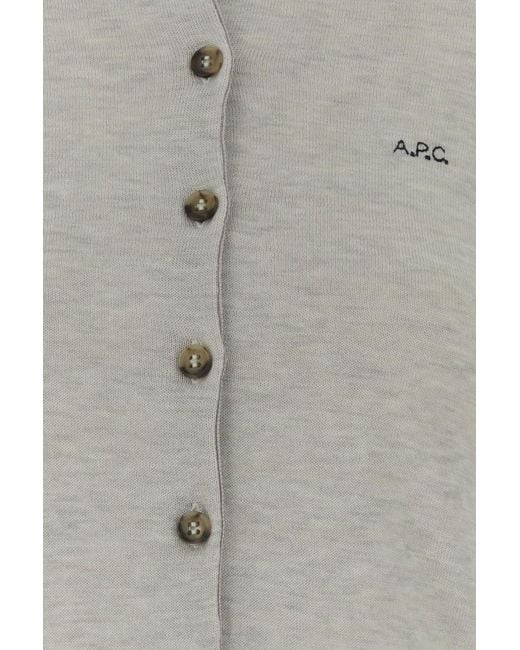 A.P.C. Gray Logo Detailed Buttoned Cardigan