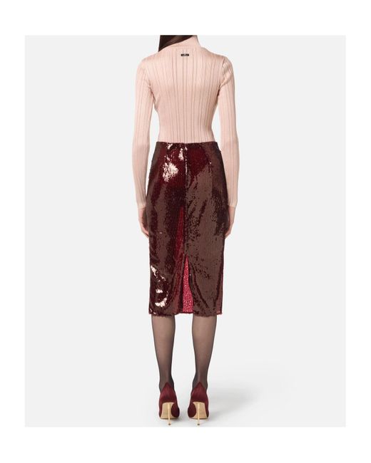 Elisabetta Franchi Pink Laminated Ribbed Top