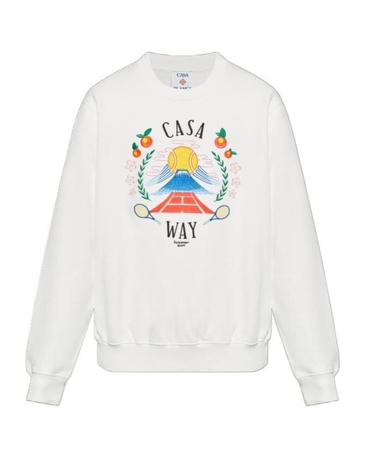 Casablanca White Casa Way Crewneck Sweatshirt for men