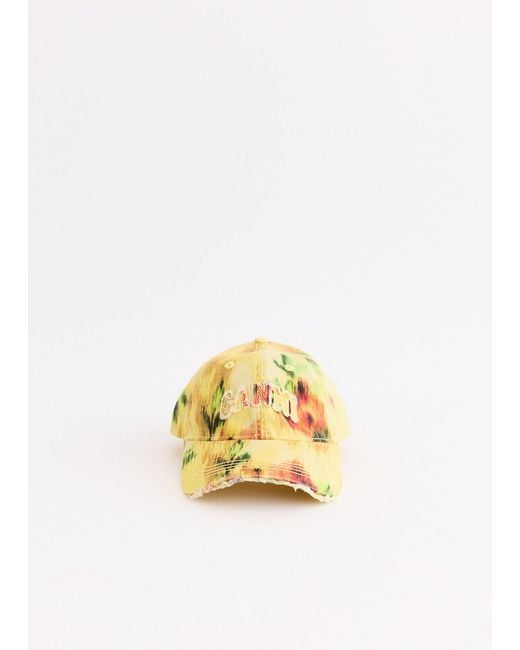 Ganni Yellow Patterned Hat