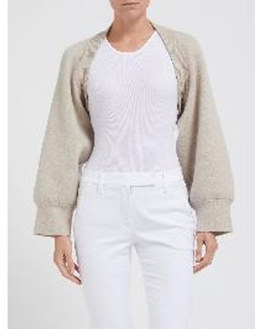 Brunello Cucinelli White Cashmere-Blend Cropped Cardigan