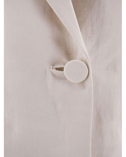 Alysi White Double-Breasted Peak-Lapel Blazer