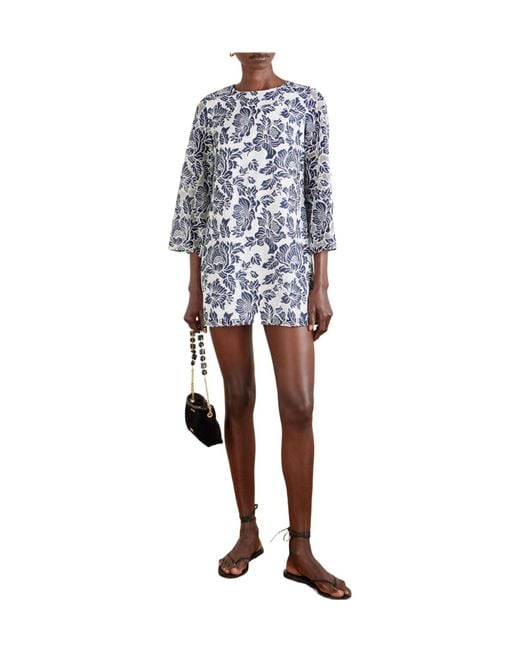 Borgo De Nor Blue Corded Lace Mini Dress
