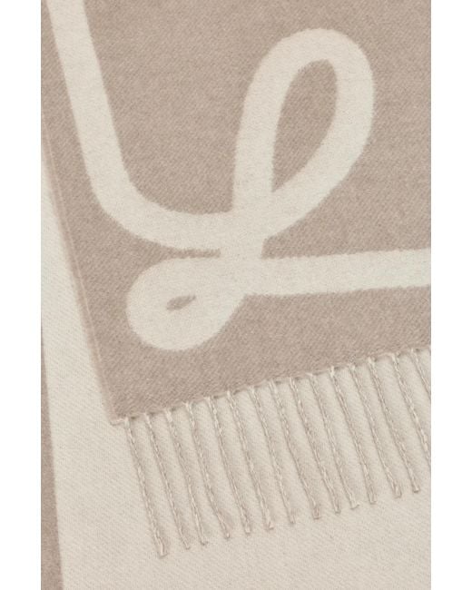 Loewe White Fringed Edge Scarf