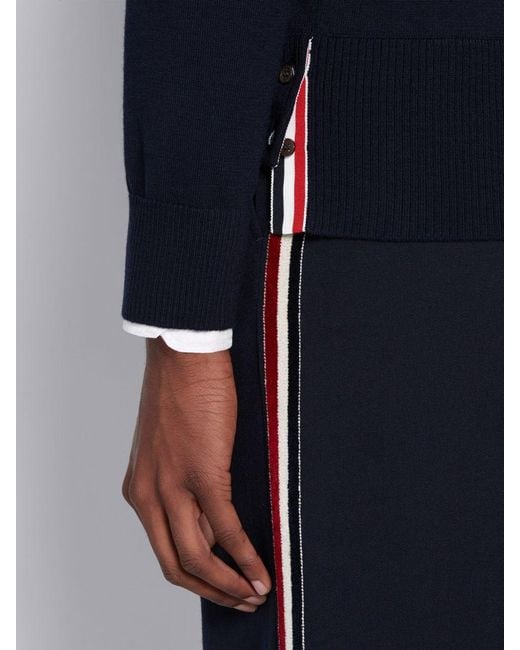 Thom Browne Blue Intarsia Stripe Hoodie for men